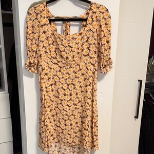 Mango Floral Print Dress in Cream and Orange